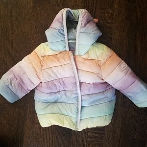 Baby Gap rainbow puffer coat